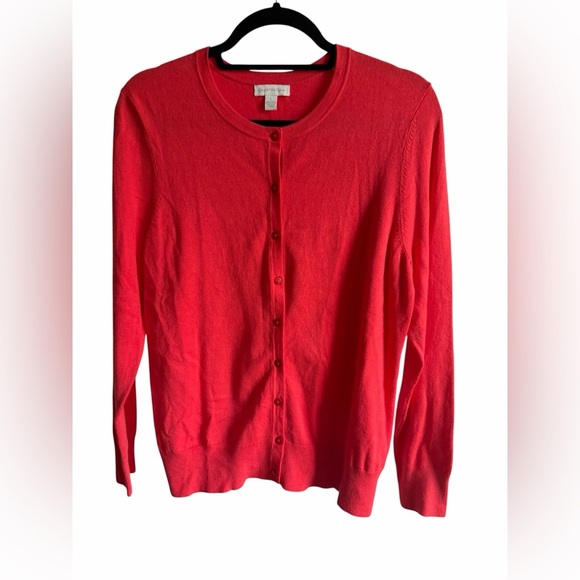 Charter Club Sweaters - Charter Club Bright Coral Crewneck Button-Front Cardigan Summer Lightweight